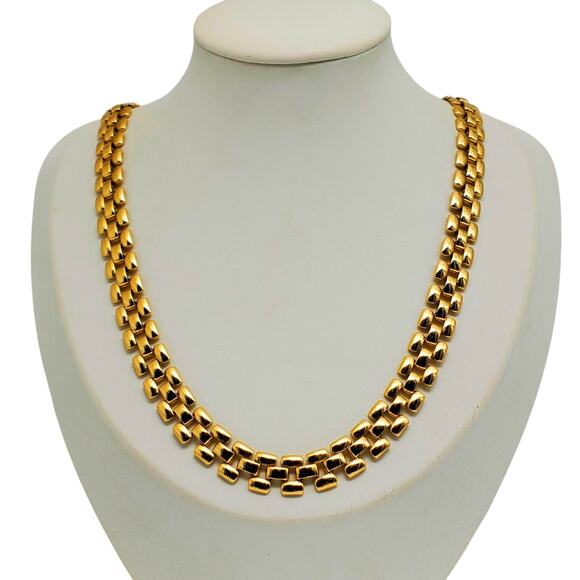 Gold Chain Necklace Classic Oval Link Statement Retro 80s Collar Choker Layered - Picture 1 of 6